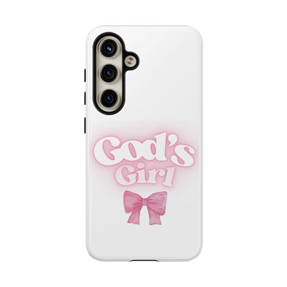 God's Girl Cute Phone Case, Pink Bow Case, Faith-Based Gifts, Christian Accessories, Birthday Present, Inspirational Jewelry