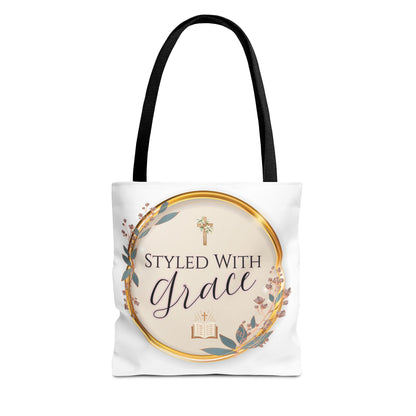 Styled With Grace | Elegant Faith-Inspired Tote Bag, Christian Gift, Inspirational Bag, Stylish Reusable Tote, Religious Accessories