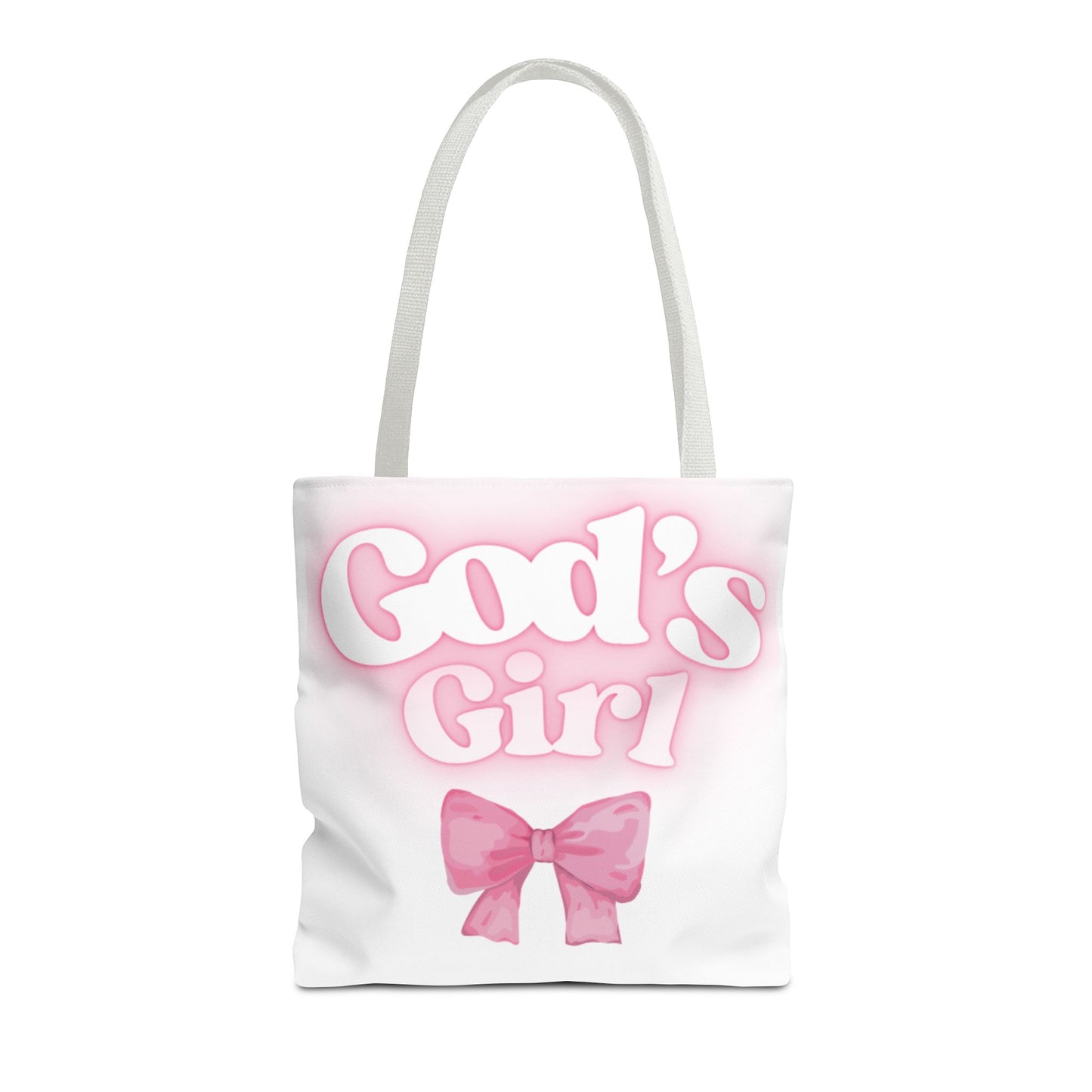 God's Girl Cute Pink Tote Bag, Chic Shopper Bag, Inspirational Gift, Women’s Fashion Accessory, Beach Tote, Pink Bow Design