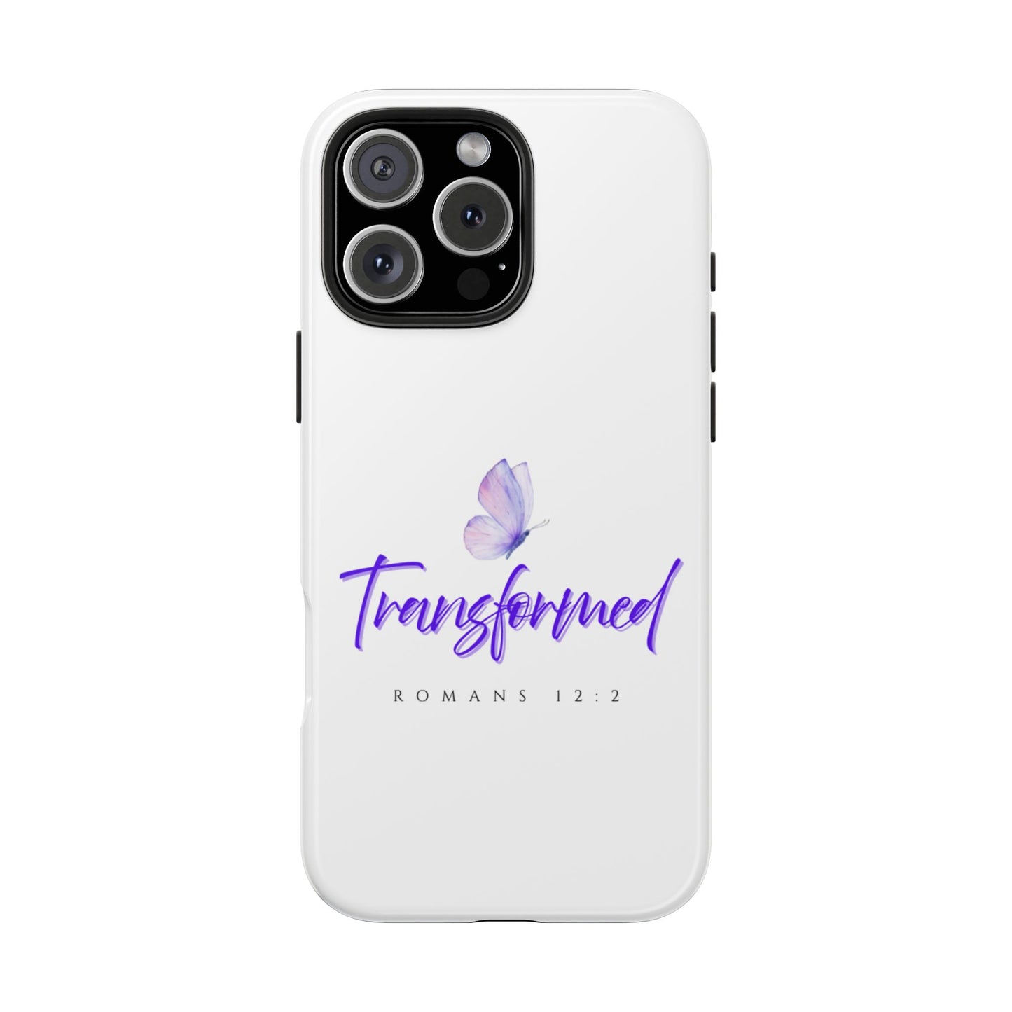 Transformed Phone Case - Inspirational Butterfly Design, Tough Phone Cover, Bible Verse Accessory, Unique Gift for Faith Lovers