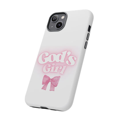 God's Girl Cute Phone Case, Pink Bow Case, Faith-Based Gifts, Christian Accessories, Birthday Present, Inspirational Jewelry