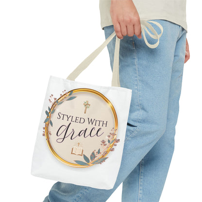 Styled With Grace | Elegant Faith-Inspired Tote Bag, Christian Gift, Inspirational Bag, Stylish Reusable Tote, Religious Accessories