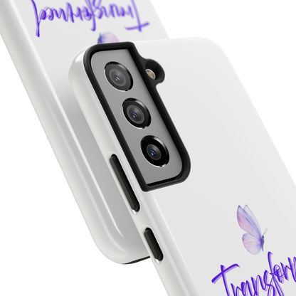 Transformed Phone Case - Inspirational Butterfly Design, Tough Phone Cover, Bible Verse Accessory, Unique Gift for Faith Lovers