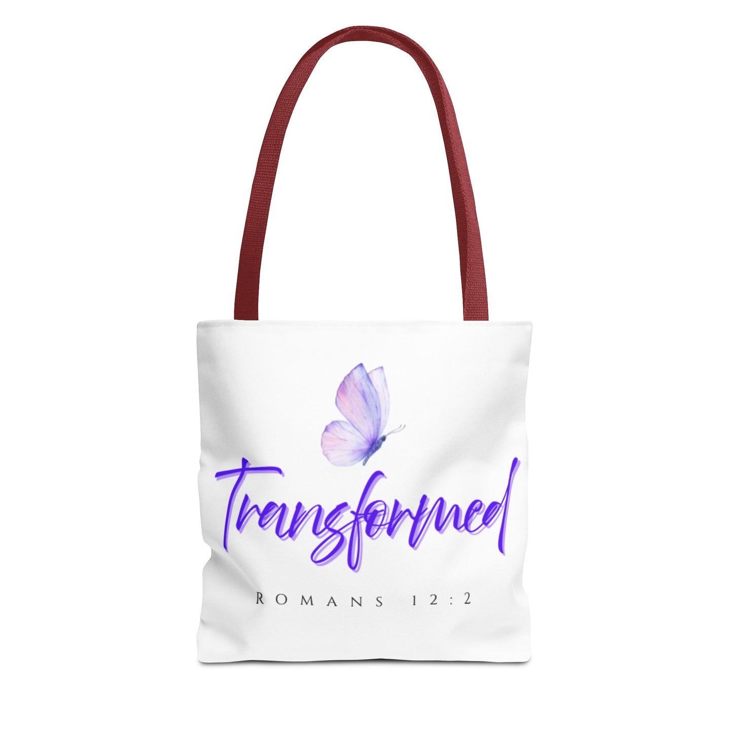 Transformed  Tote Bag - Inspirational Gift, AOP Design, Motivational Tote, Everyday Use, Romans 12:2