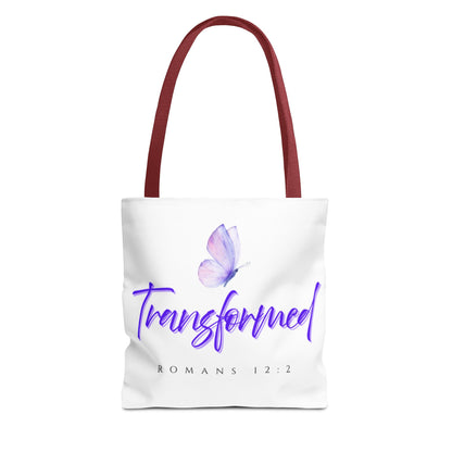 Transformed  Tote Bag - Inspirational Gift, AOP Design, Motivational Tote, Everyday Use, Romans 12:2