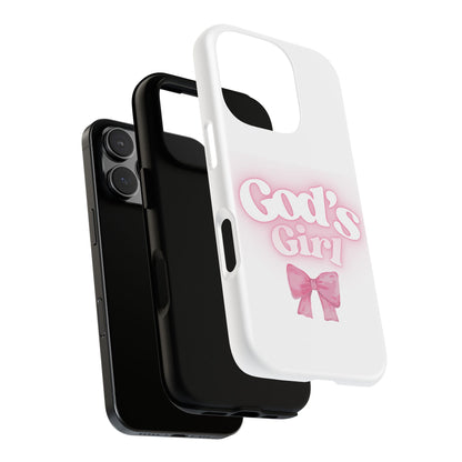 God's Girl Cute Phone Case, Pink Bow Case, Faith-Based Gifts, Christian Accessories, Birthday Present, Inspirational Jewelry