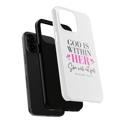 Empowering Tough Phone Case - "God is Within Her" Inspirational Design