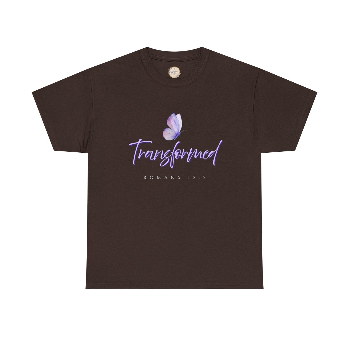 Transformed Unisex Heavy Cotton Tee - Inspirational Shirt, Motivational Gift, Christian Apparel, Everyday Wear, Butterfly Design