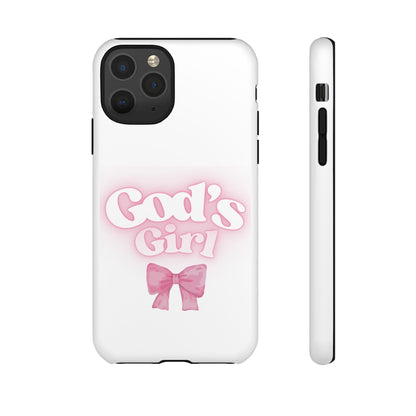 God's Girl Cute Phone Case, Pink Bow Case, Faith-Based Gifts, Christian Accessories, Birthday Present, Inspirational Jewelry