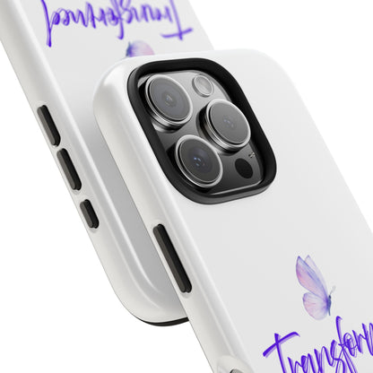 Transformed Phone Case - Inspirational Butterfly Design, Tough Phone Cover, Bible Verse Accessory, Unique Gift for Faith Lovers