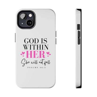 Empowering Tough Phone Case - "God is Within Her" Inspirational Design