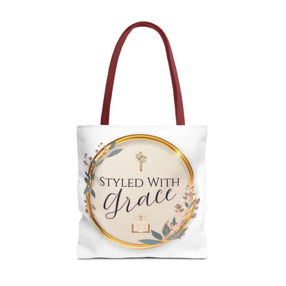 Styled With Grace | Elegant Faith-Inspired Tote Bag, Christian Gift, Inspirational Bag, Stylish Reusable Tote, Religious Accessories