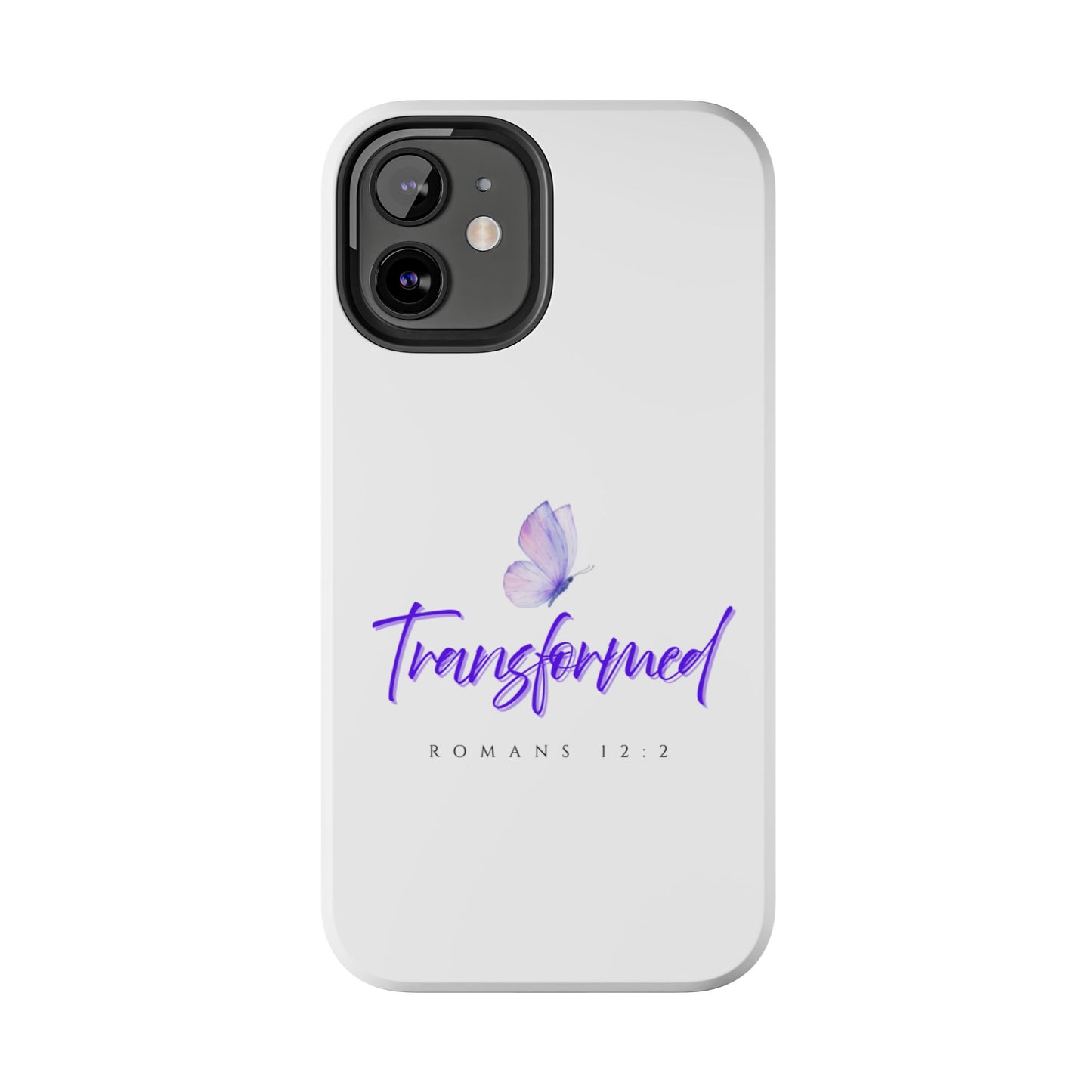 Transformed Phone Case - Inspirational Butterfly Design, Tough Phone Cover, Bible Verse Accessory, Unique Gift for Faith Lovers