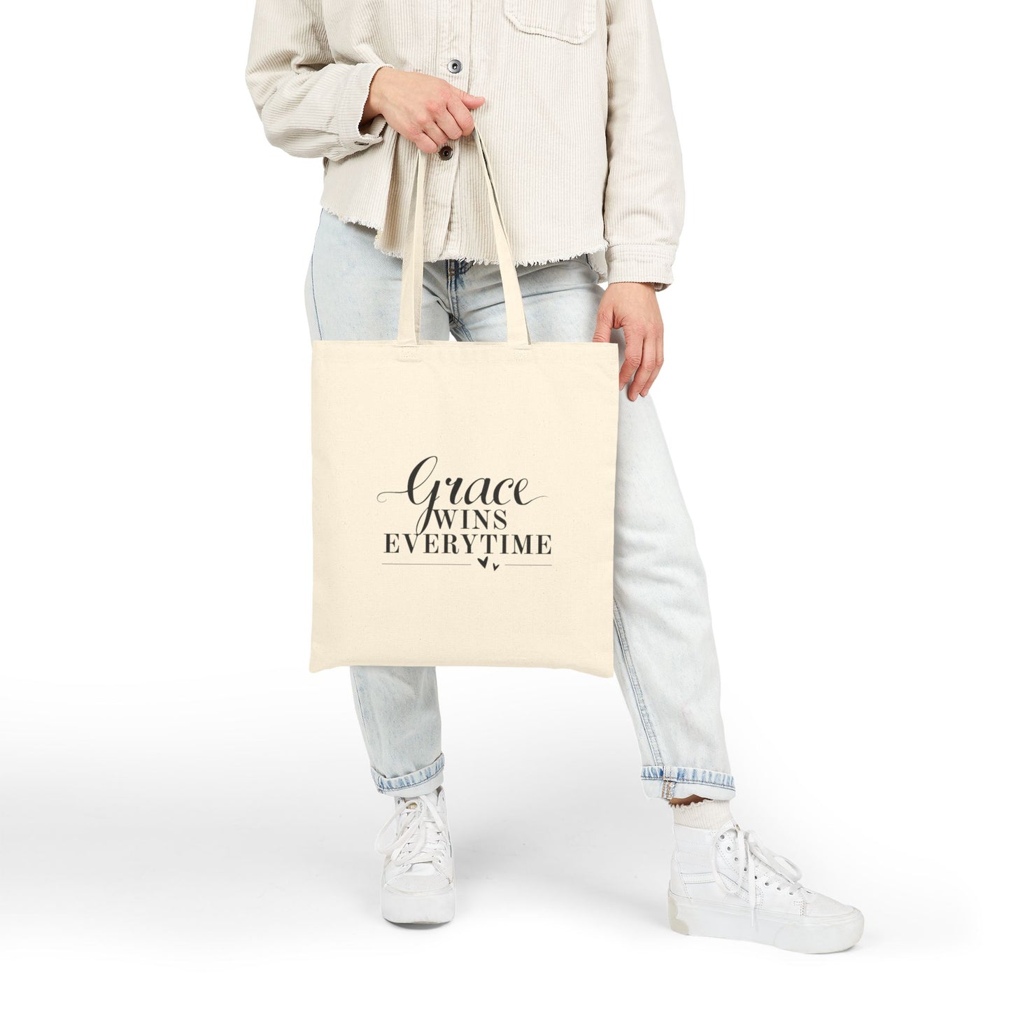 Grace Wins Everytime Cotton Canvas Tote Bag