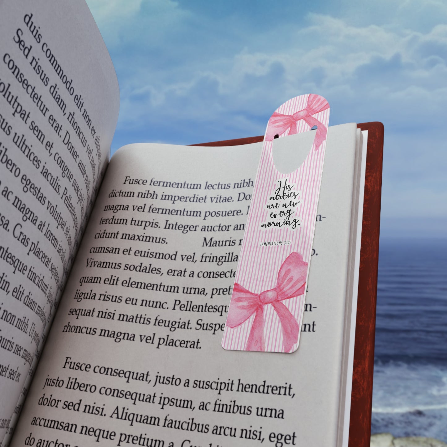 Lamentations 3:23 Bookmark with Bow Design