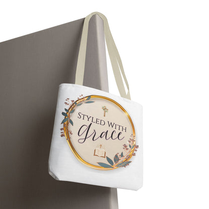Styled With Grace | Elegant Faith-Inspired Tote Bag, Christian Gift, Inspirational Bag, Stylish Reusable Tote, Religious Accessories
