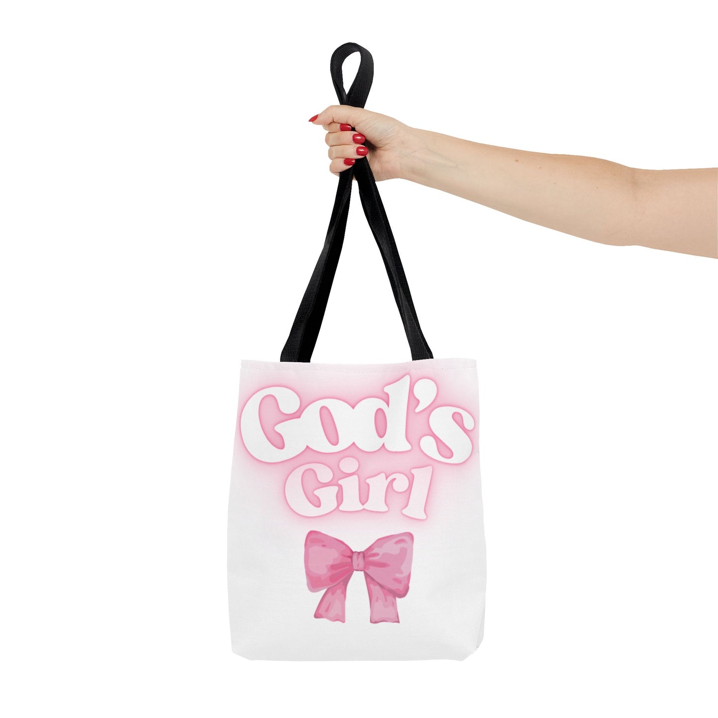God's Girl Cute Pink Tote Bag, Chic Shopper Bag, Inspirational Gift, Women’s Fashion Accessory, Beach Tote, Pink Bow Design