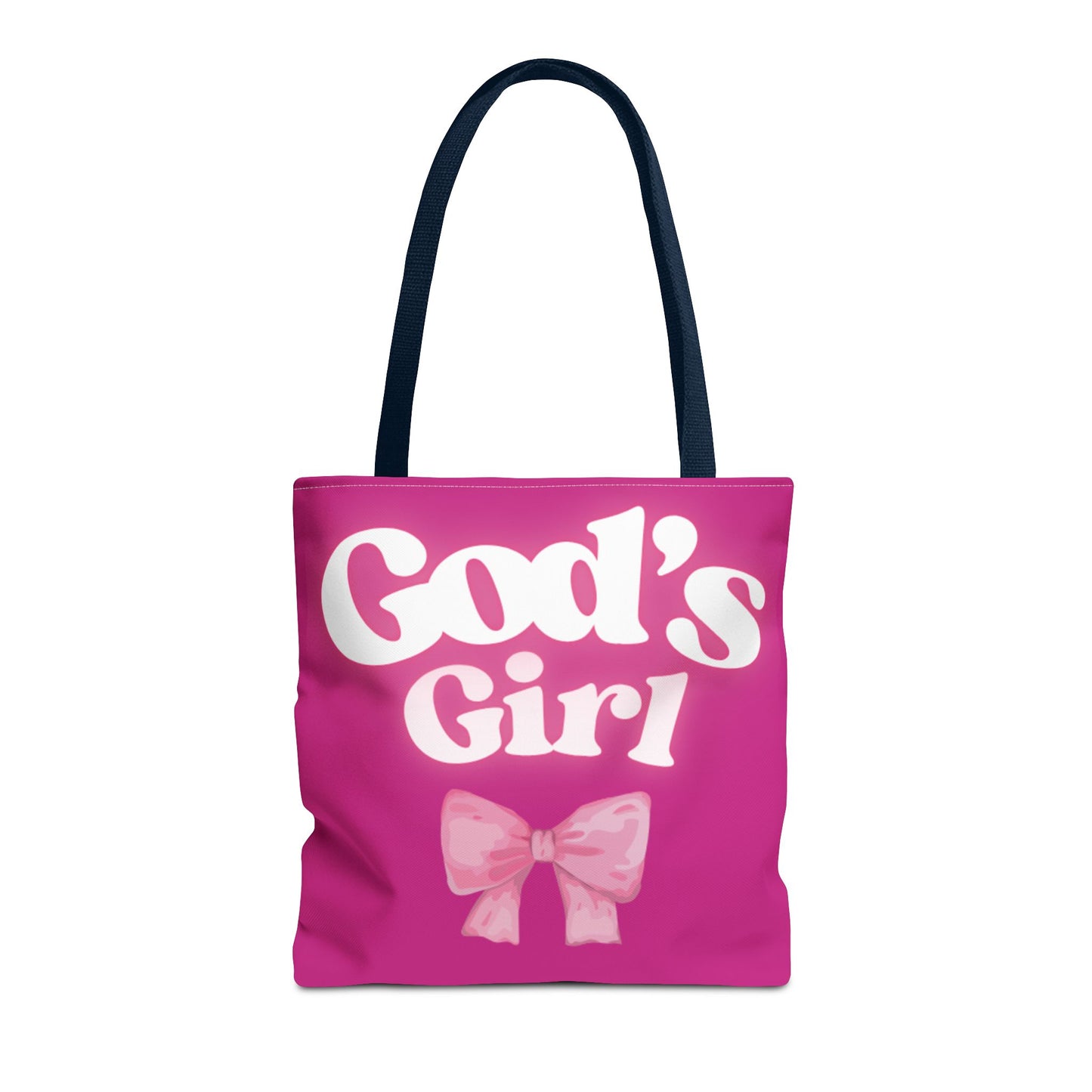 Cute Pink Tote Bag for God's Girl, Chic Shopper Bag, Inspirational Gift, Women’s Fashion Accessory, Beach Tote, Pink Bow Design