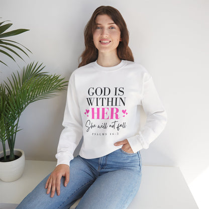 Empowering Crewneck Sweatshirt - "God is Within Her" Psalm 46:5