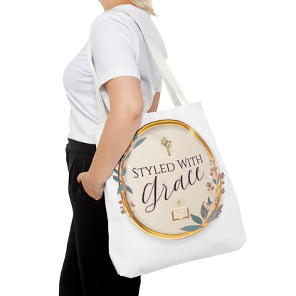 Styled With Grace | Elegant Faith-Inspired Tote Bag, Christian Gift, Inspirational Bag, Stylish Reusable Tote, Religious Accessories