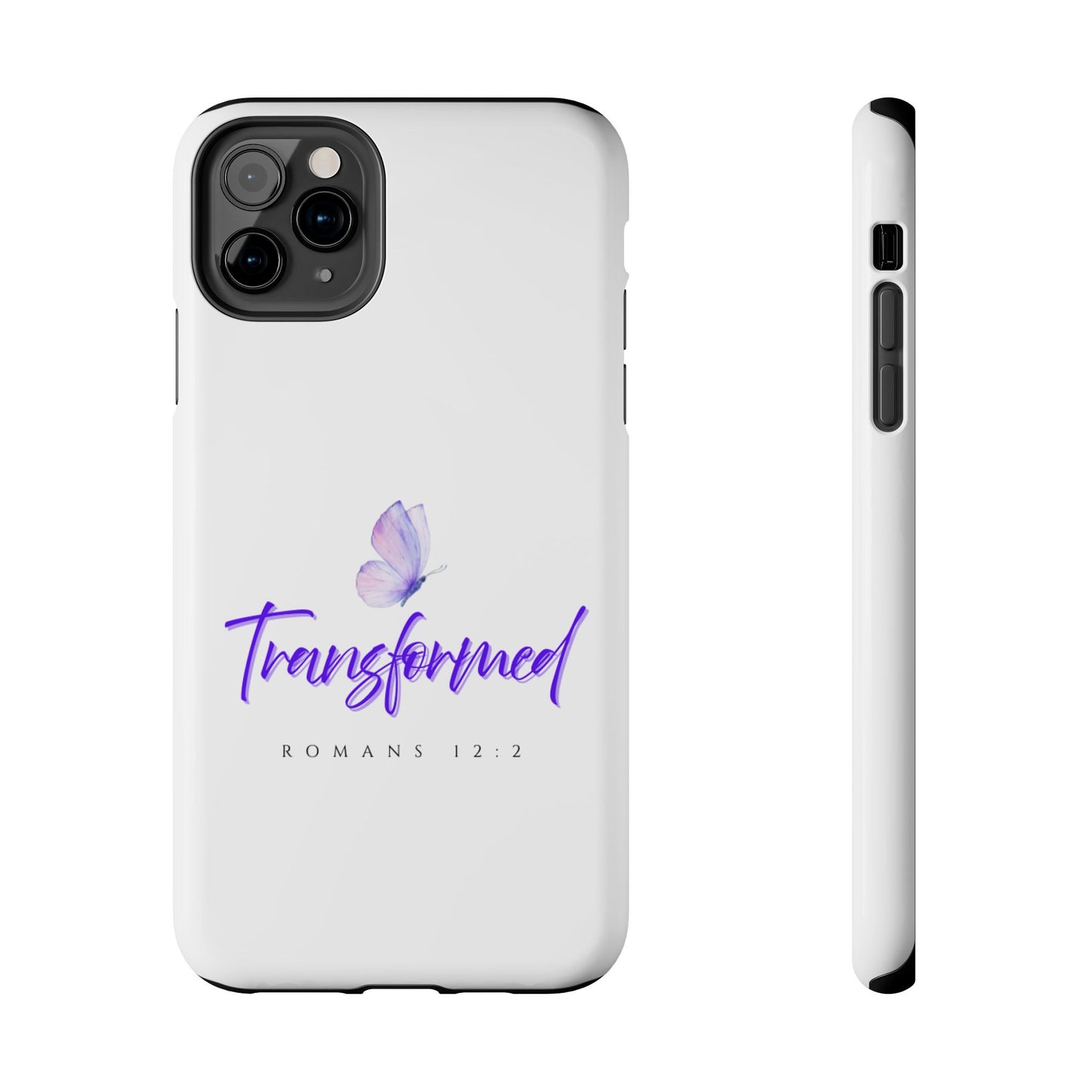 Transformed Phone Case - Inspirational Butterfly Design, Tough Phone Cover, Bible Verse Accessory, Unique Gift for Faith Lovers