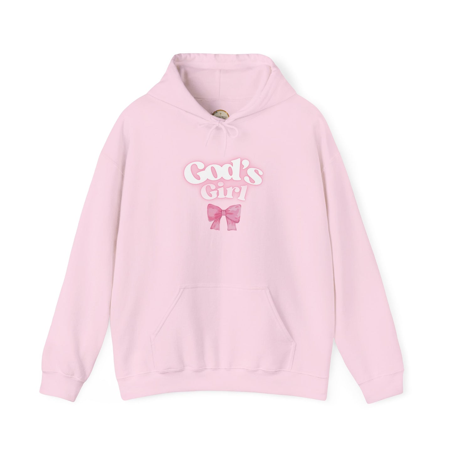 God's Girl Pink Bow Hoodie, Cute Christian Sweatshirt, Cozy Gift for Her, Inspirational Apparel, Faith-Based Clothing