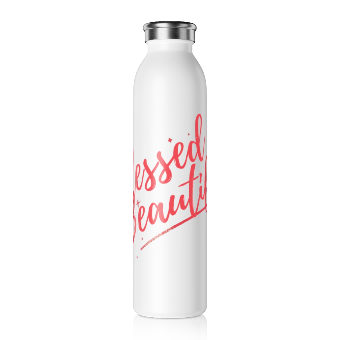 Motivational Slim Water Bottle - Blessed & Beautiful