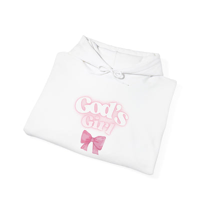 God's Girl Pink Bow Hoodie, Cute Christian Sweatshirt, Cozy Gift for Her, Inspirational Apparel, Faith-Based Clothing