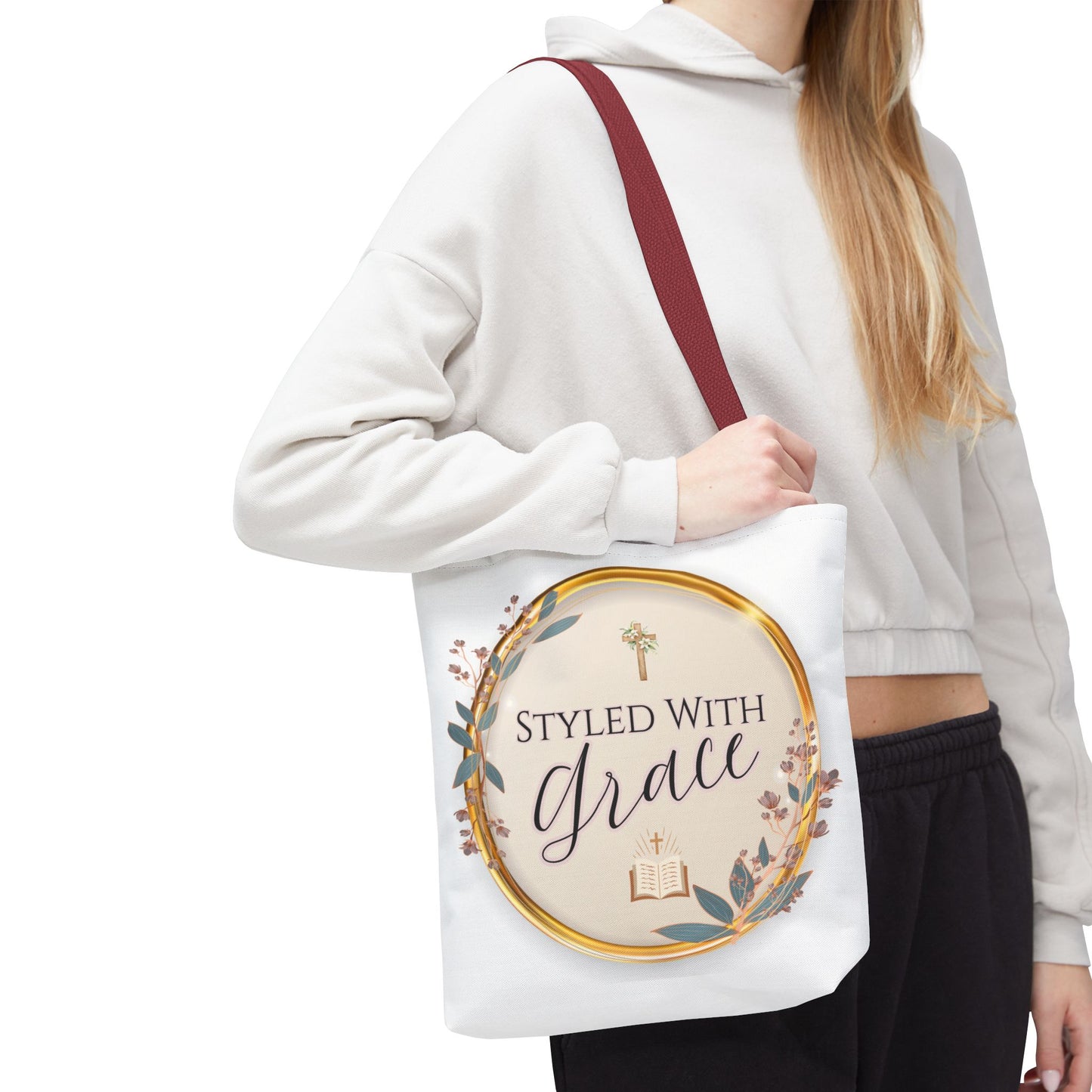 Styled With Grace | Elegant Faith-Inspired Tote Bag, Christian Gift, Inspirational Bag, Stylish Reusable Tote, Religious Accessories