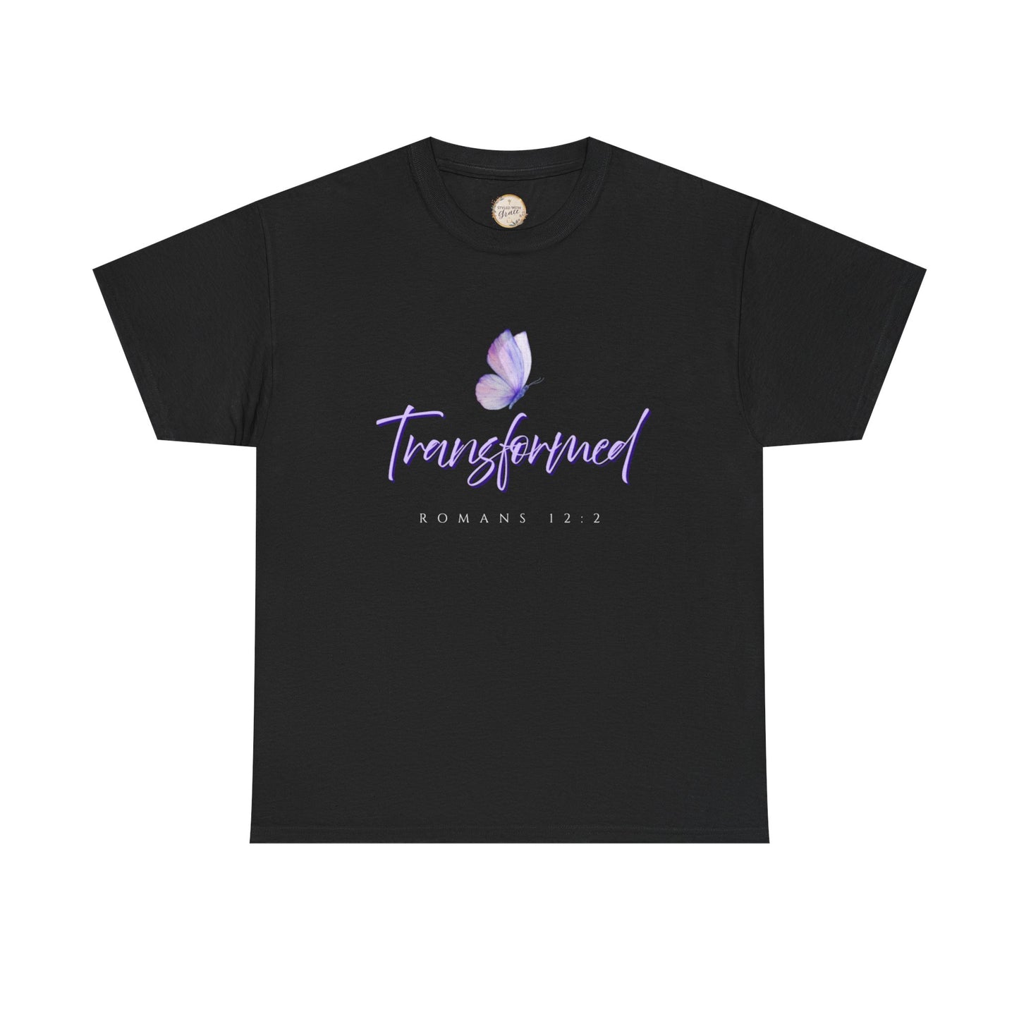 Transformed Unisex Heavy Cotton Tee - Inspirational Shirt, Motivational Gift, Christian Apparel, Everyday Wear, Butterfly Design