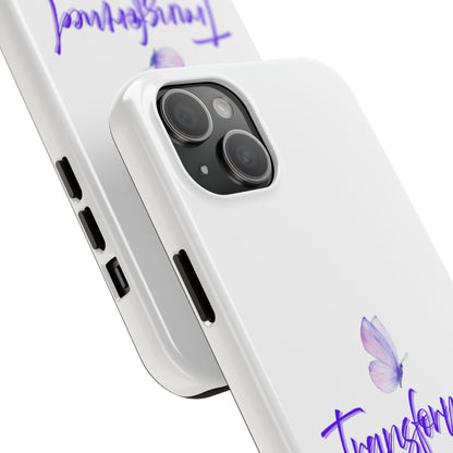 Transformed Phone Case - Inspirational Butterfly Design, Tough Phone Cover, Bible Verse Accessory, Unique Gift for Faith Lovers