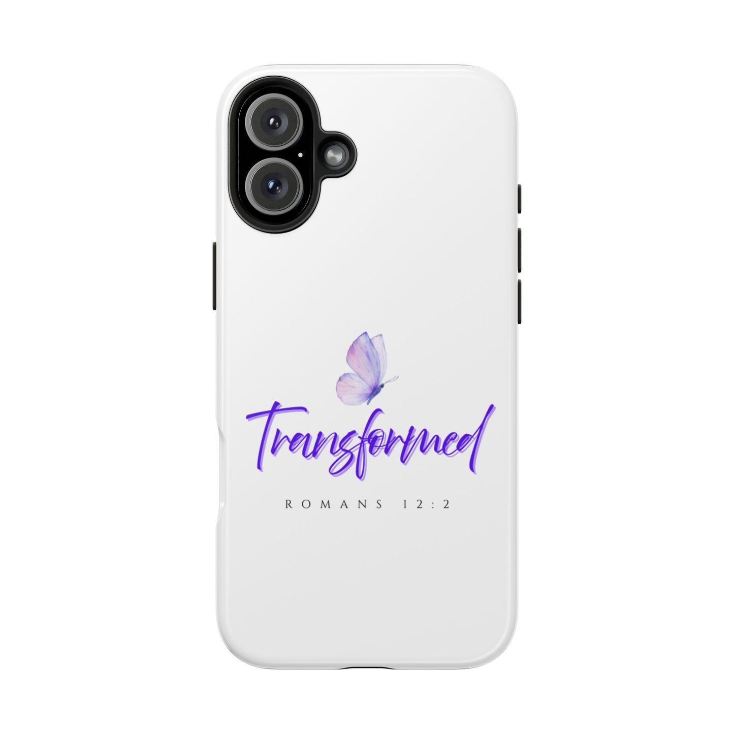 Transformed Phone Case - Inspirational Butterfly Design, Tough Phone Cover, Bible Verse Accessory, Unique Gift for Faith Lovers