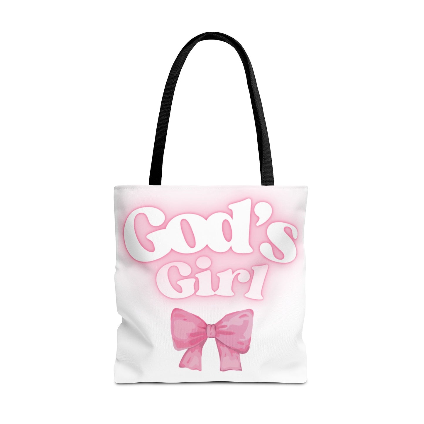 God's Girl Cute Pink Tote Bag, Chic Shopper Bag, Inspirational Gift, Women’s Fashion Accessory, Beach Tote, Pink Bow Design