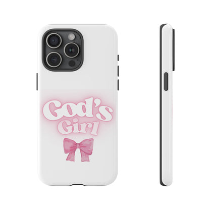 God's Girl Cute Phone Case, Pink Bow Case, Faith-Based Gifts, Christian Accessories, Birthday Present, Inspirational Jewelry