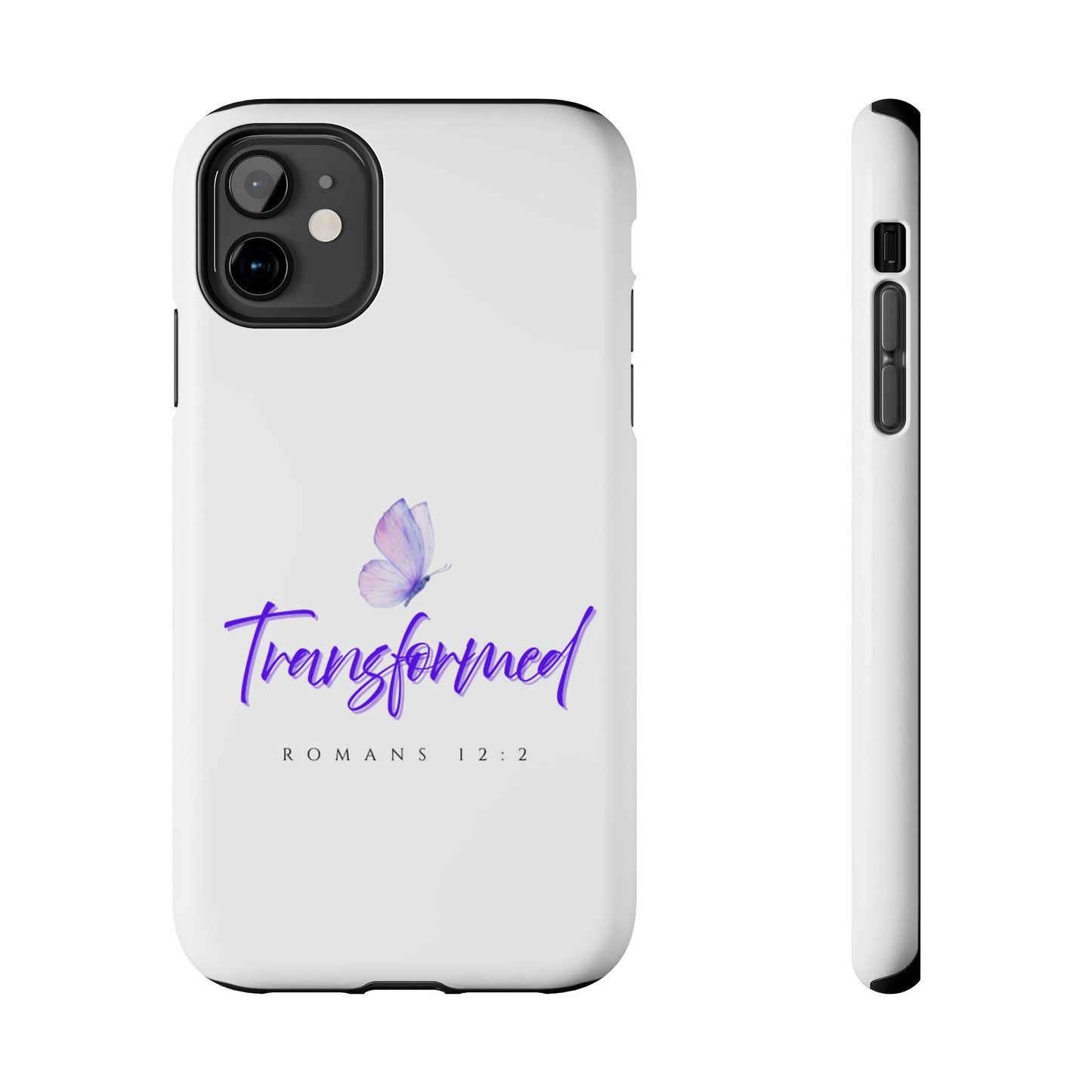 Transformed Phone Case - Inspirational Butterfly Design, Tough Phone Cover, Bible Verse Accessory, Unique Gift for Faith Lovers