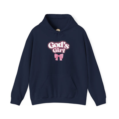 God's Girl Pink Bow Hoodie, Cute Christian Sweatshirt, Cozy Gift for Her, Inspirational Apparel, Faith-Based Clothing