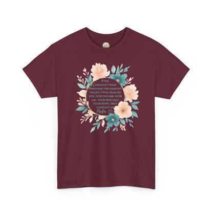 Psalms 23:4 Inspirational Quote Tee, Unisex Heavy Cotton Tee, Motivational Gift, Casual Wear, Spring Apparel, Cozy Top
