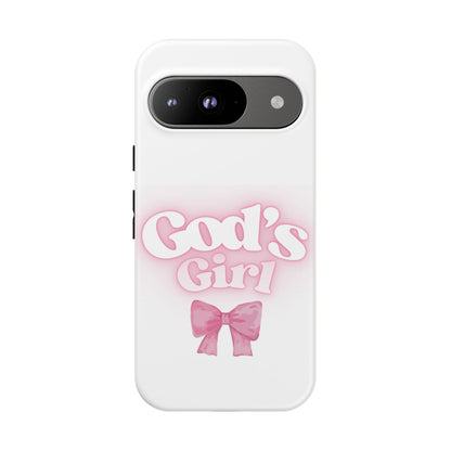 God's Girl Cute Phone Case, Pink Bow Case, Faith-Based Gifts, Christian Accessories, Birthday Present, Inspirational Jewelry