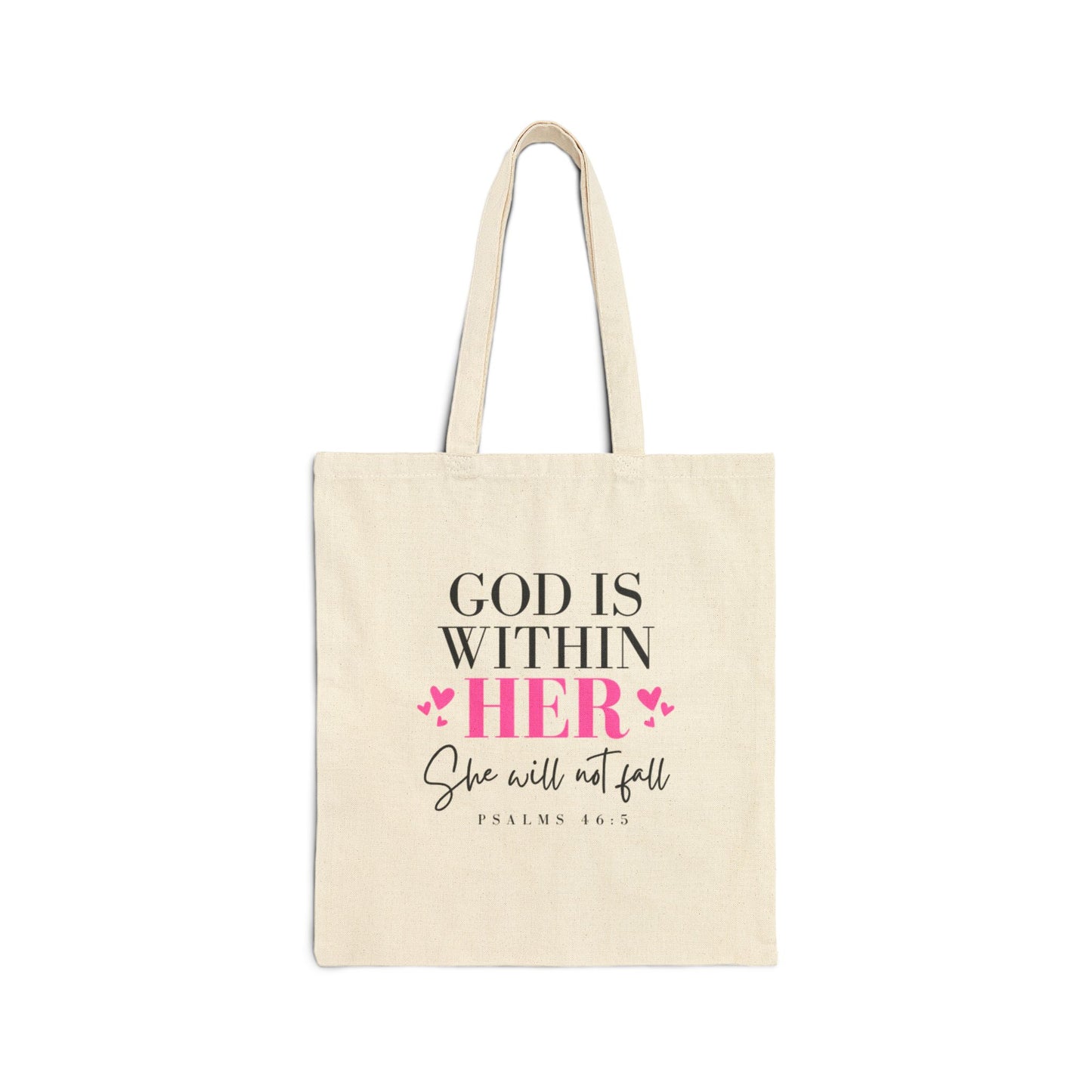 Inspiring Cotton Canvas Tote Bag - "God Is Within Her"