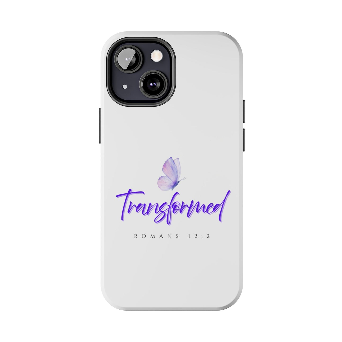 Transformed Phone Case - Inspirational Butterfly Design, Tough Phone Cover, Bible Verse Accessory, Unique Gift for Faith Lovers