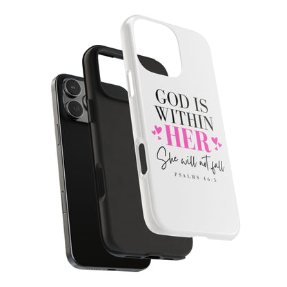 Empowering Tough Phone Case - "God is Within Her" Inspirational Design