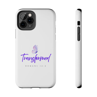 Transformed Phone Case - Inspirational Butterfly Design, Tough Phone Cover, Bible Verse Accessory, Unique Gift for Faith Lovers
