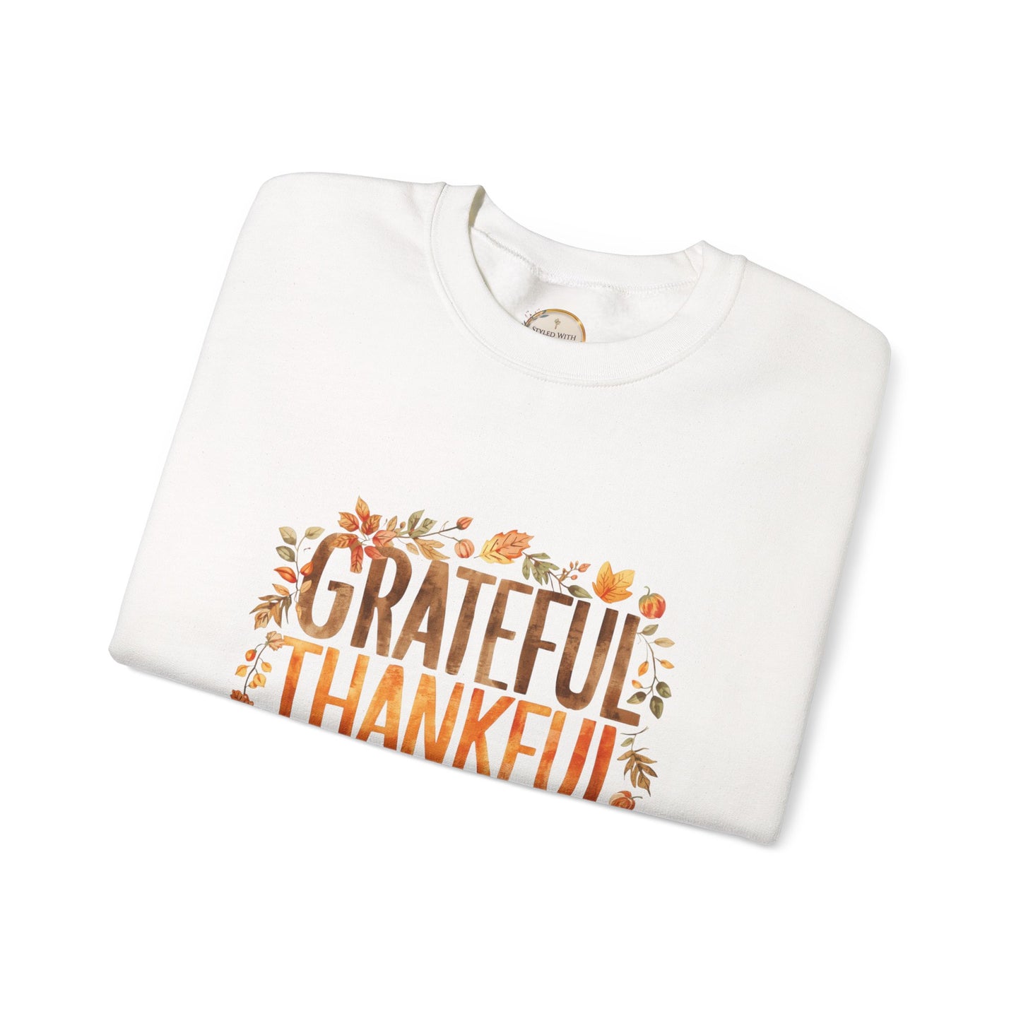 Grateful Thankful Blessed Sweatshirt — Thanksgiving Fall Crewneck