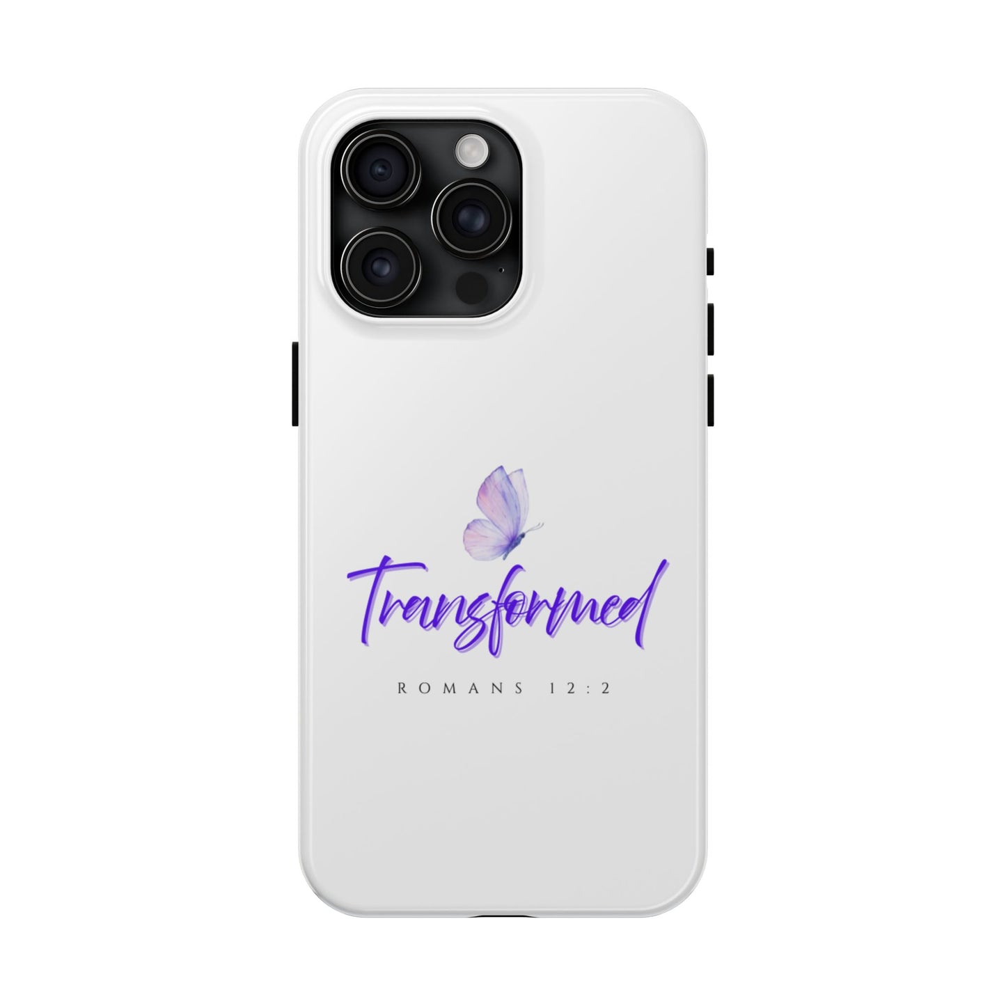 Transformed Phone Case - Inspirational Butterfly Design, Tough Phone Cover, Bible Verse Accessory, Unique Gift for Faith Lovers