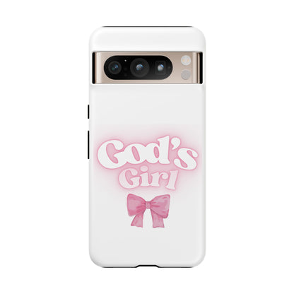 God's Girl Cute Phone Case, Pink Bow Case, Faith-Based Gifts, Christian Accessories, Birthday Present, Inspirational Jewelry