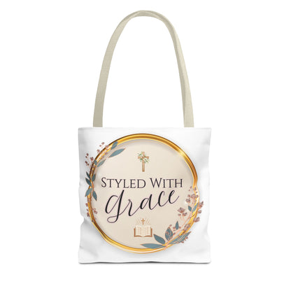 Styled With Grace | Elegant Faith-Inspired Tote Bag, Christian Gift, Inspirational Bag, Stylish Reusable Tote, Religious Accessories