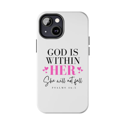 Empowering Tough Phone Case - "God is Within Her" Inspirational Design
