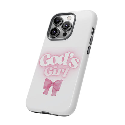 God's Girl Cute Phone Case, Pink Bow Case, Faith-Based Gifts, Christian Accessories, Birthday Present, Inspirational Jewelry