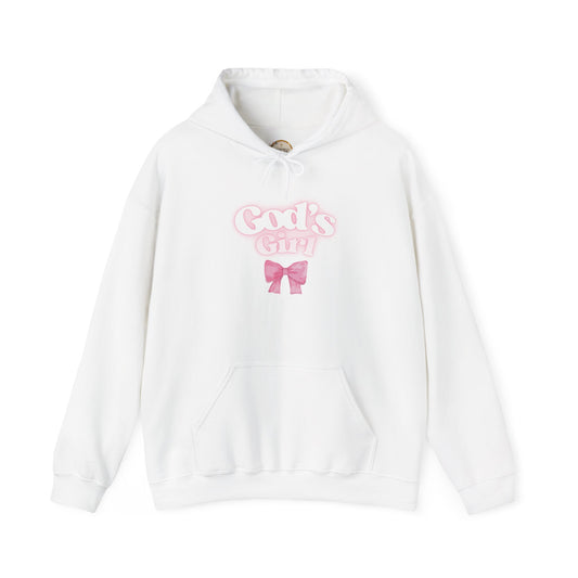 God's Girl Pink Bow Hoodie, Cute Christian Sweatshirt, Cozy Gift for Her, Inspirational Apparel, Faith-Based Clothing
