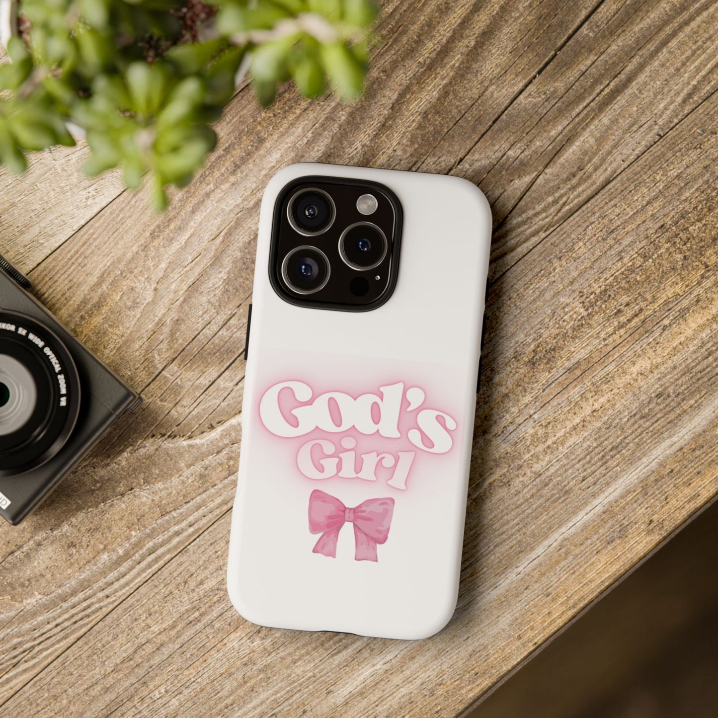 God's Girl Cute Phone Case, Pink Bow Case, Faith-Based Gifts, Christian Accessories, Birthday Present, Inspirational Jewelry